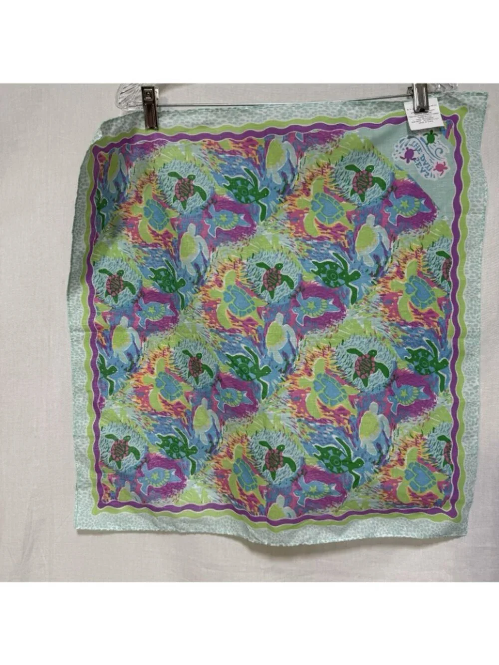 Girl Scouts Little Brownie Bandana Scarf Seas the Day Turtle Pocket Square 21x21